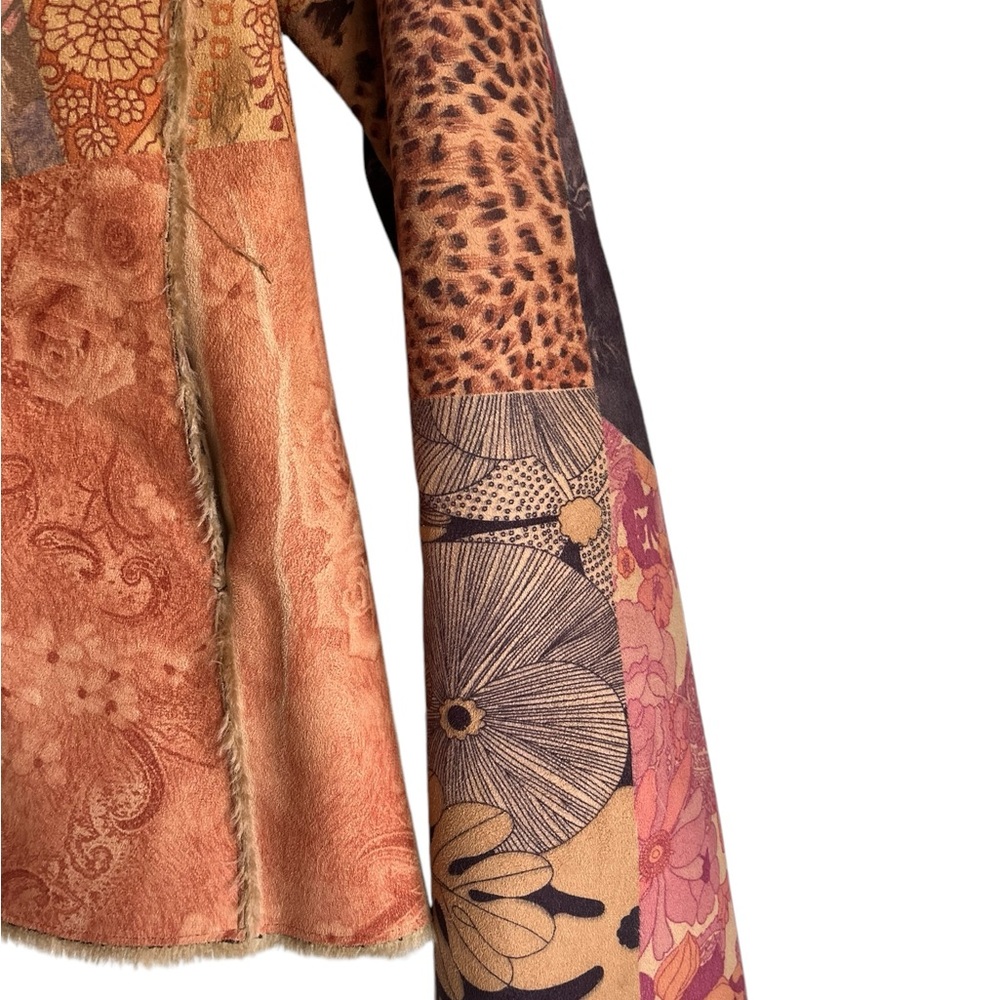 Faux Shearling Patchwork Mist Vintage Groovy Colo… - image 7